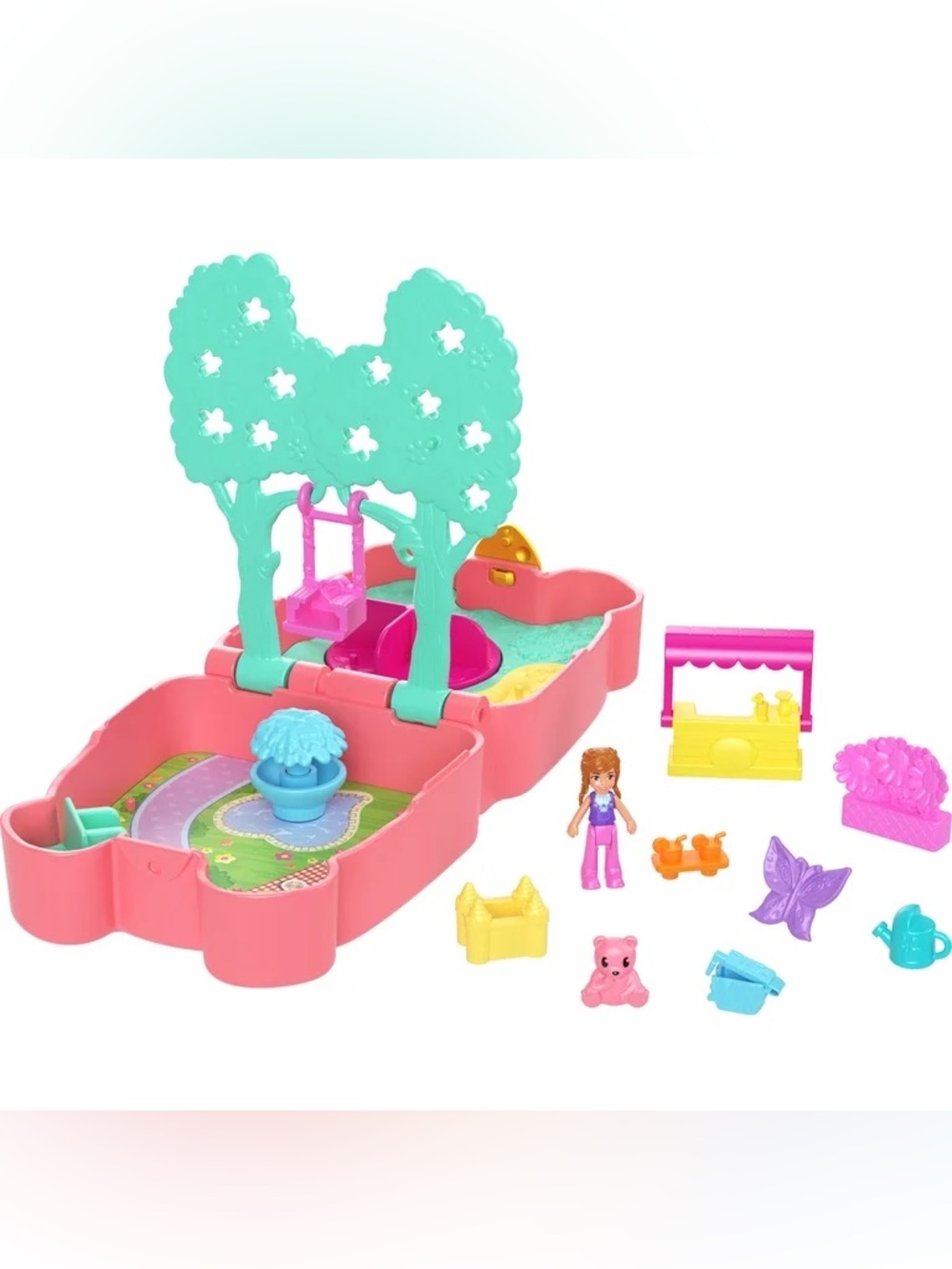 🆕 Polly Pocket Cutie Bear Picnic Mini Playset with 1 Micro Doll & 8 Accessories - Picture 3 of 10